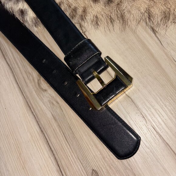 Vintage '88 Liz Claiborne Black Genuine Leather Belt 27"- 31" - Picture 6 of 6